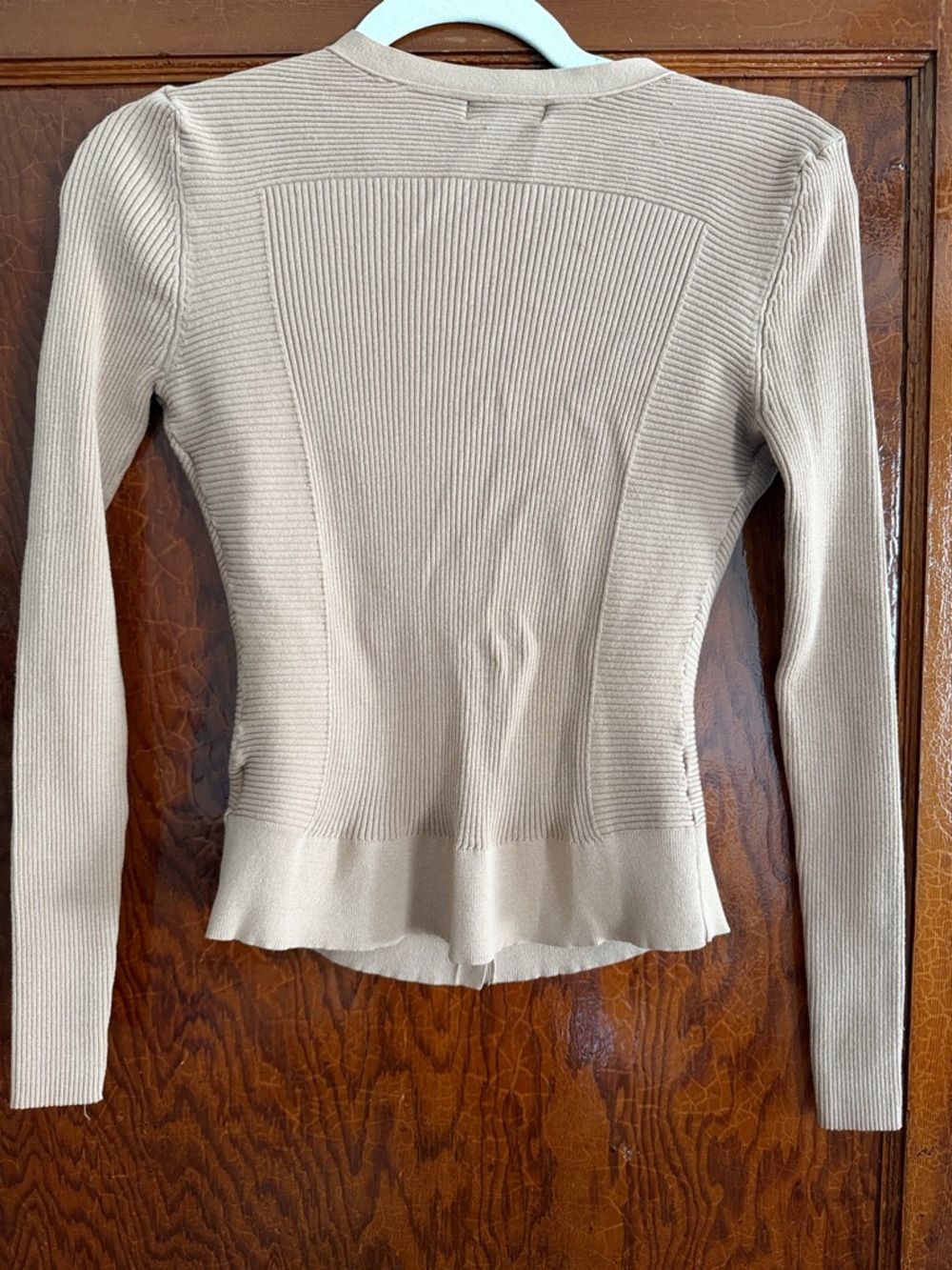 Worthington Beige Ribbed Button-Front Cardigan - Picture 3 of 3